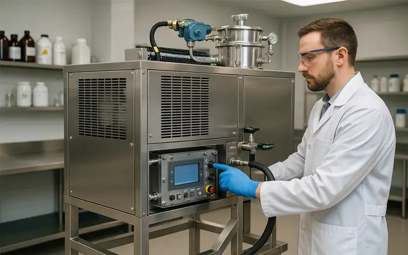 Efficient Solvent Recovery Solvent recovery machine in a modern lab