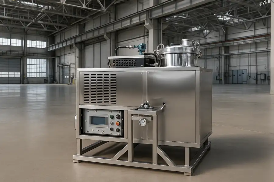 Coolant recycling equipment in modern industrial setting