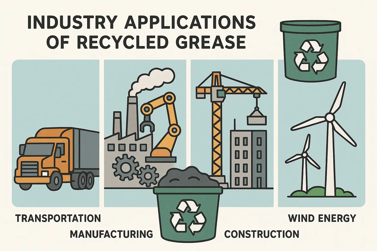 Industry applications of recycled grease