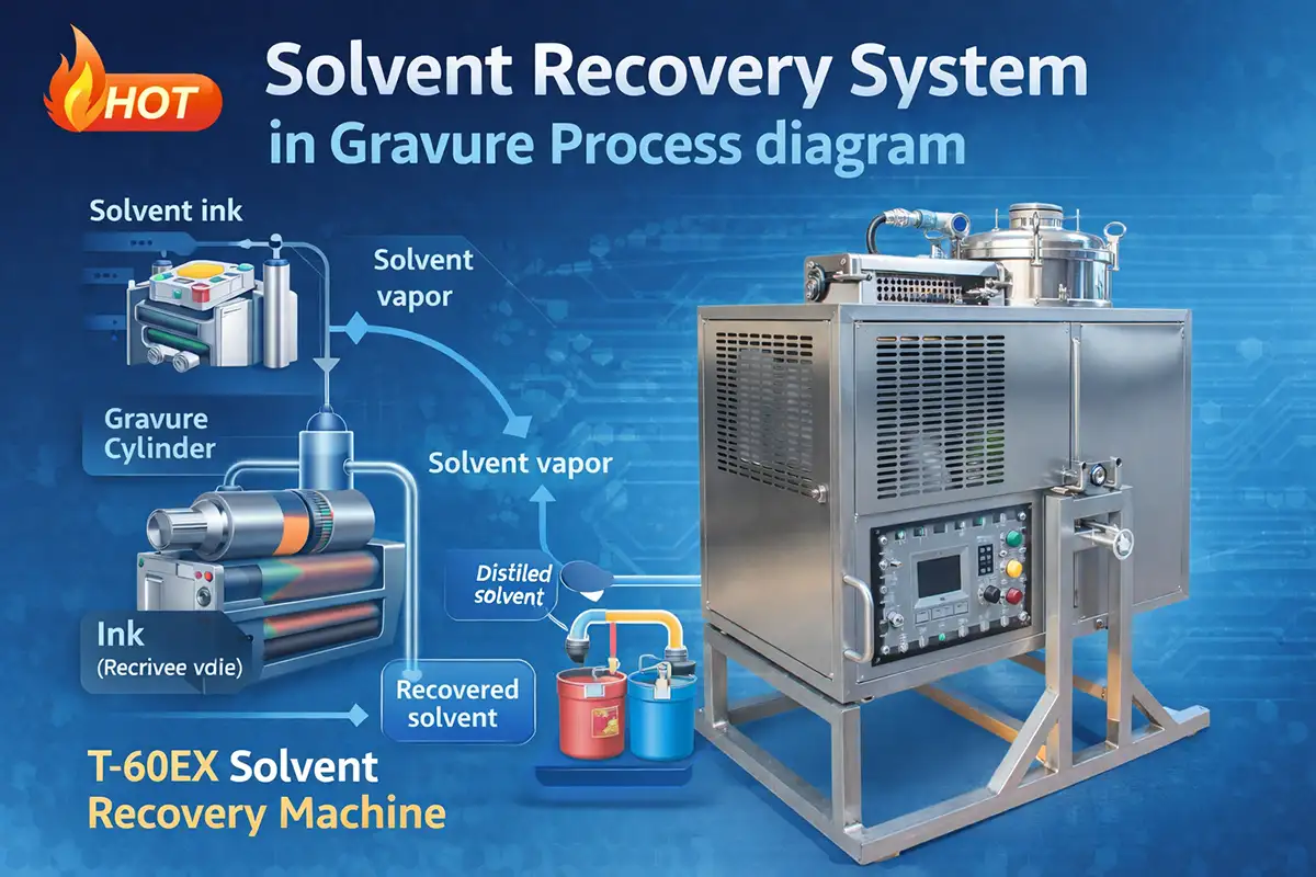 Solvent recovery system in gravure process diagram