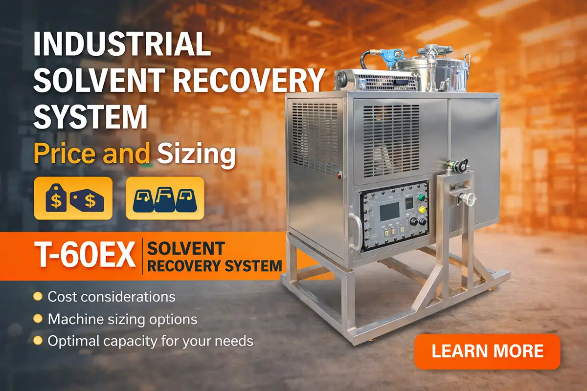 Industrial solvent recovery system price and sizing undefined