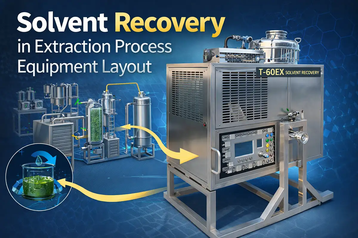 Solvent recovery in extraction process equipment layout undefined