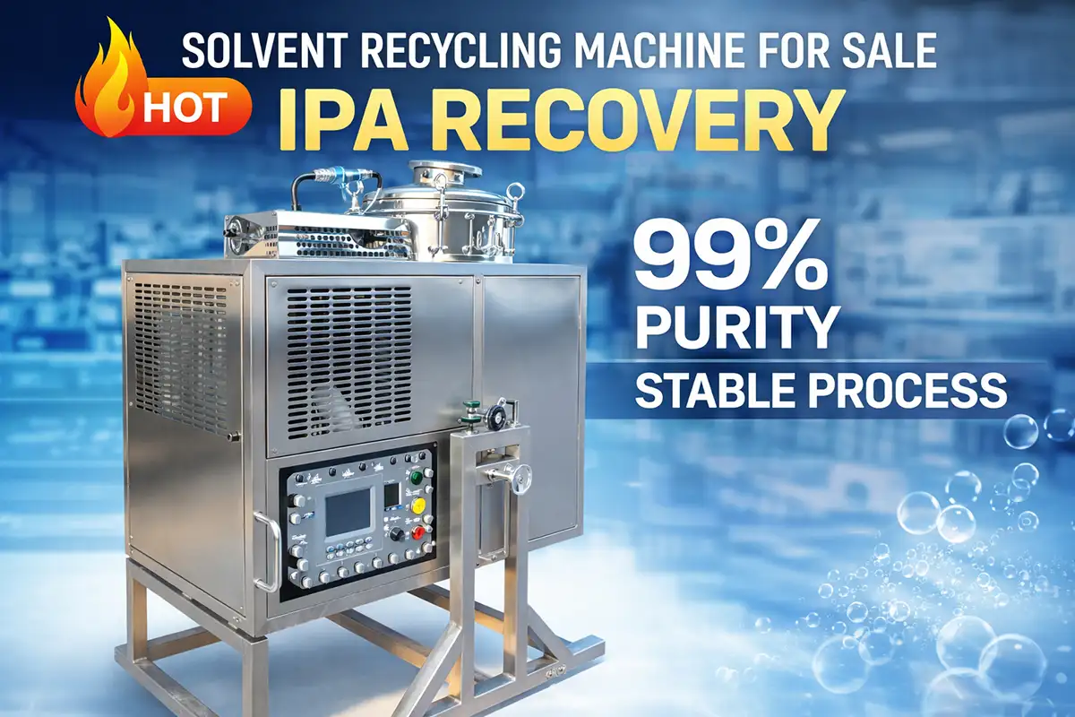 Solvent recycling machine for stable 99% IPA recovery