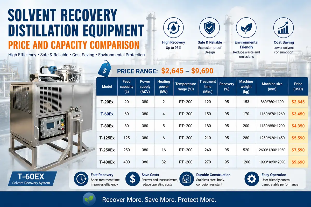 explosion proof solvent waste recovery equipment price and performance