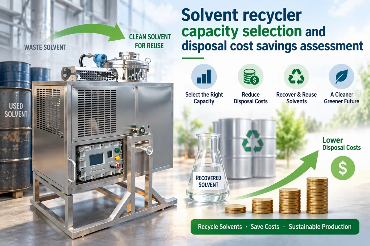 Solvent recycler capacity selection and disposal cost savings assessment